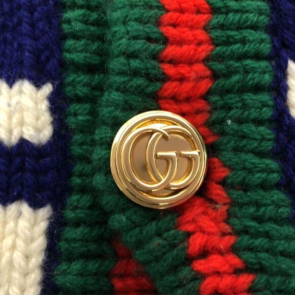 Gucci | WOOL Cardigan W Patche Wool Bijou Knit Cardigan | M | Multicolor | Men's - Picture 7 of 8